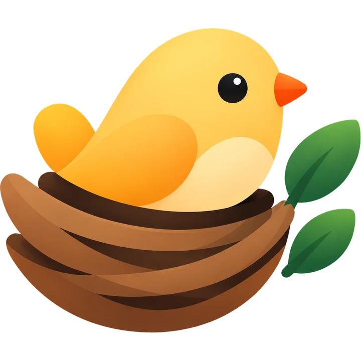 The WipNest bird sitting in its nest